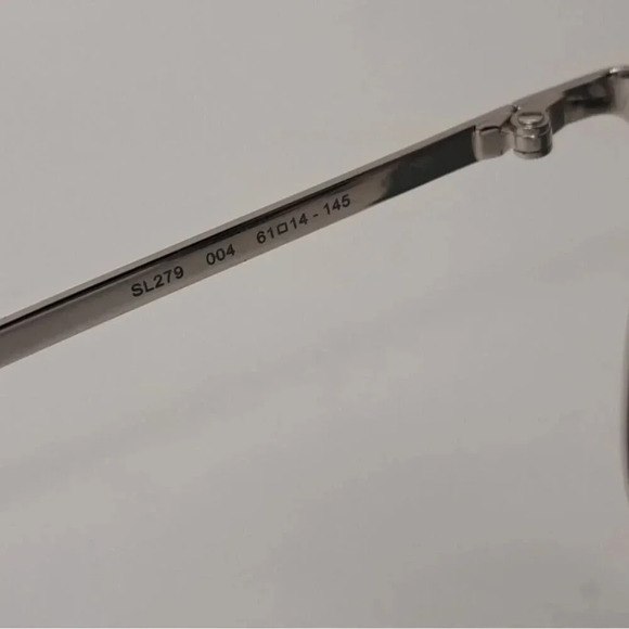 Saint Laurent Men's Aviator Sunglasses Metal Silver Green SL 279 004 61-14-145 - Picture 4 of 16